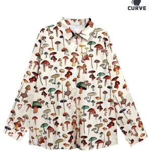 Mushroom Print Button Down Shirt
